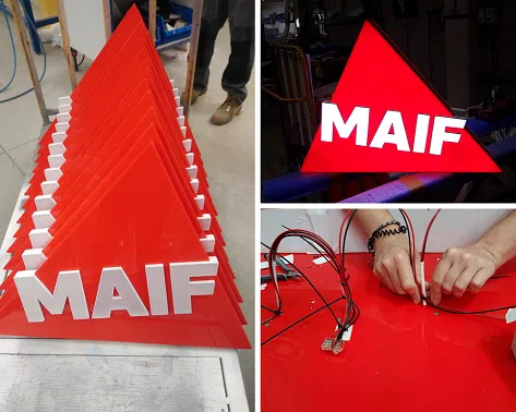 Enseignes lumineuses Maif, fabrication usine Semios