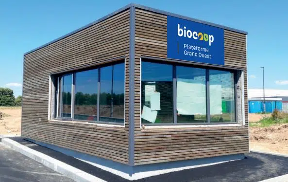 Enseigne mixte aluminium et cosse de riz Biocoop - Semios